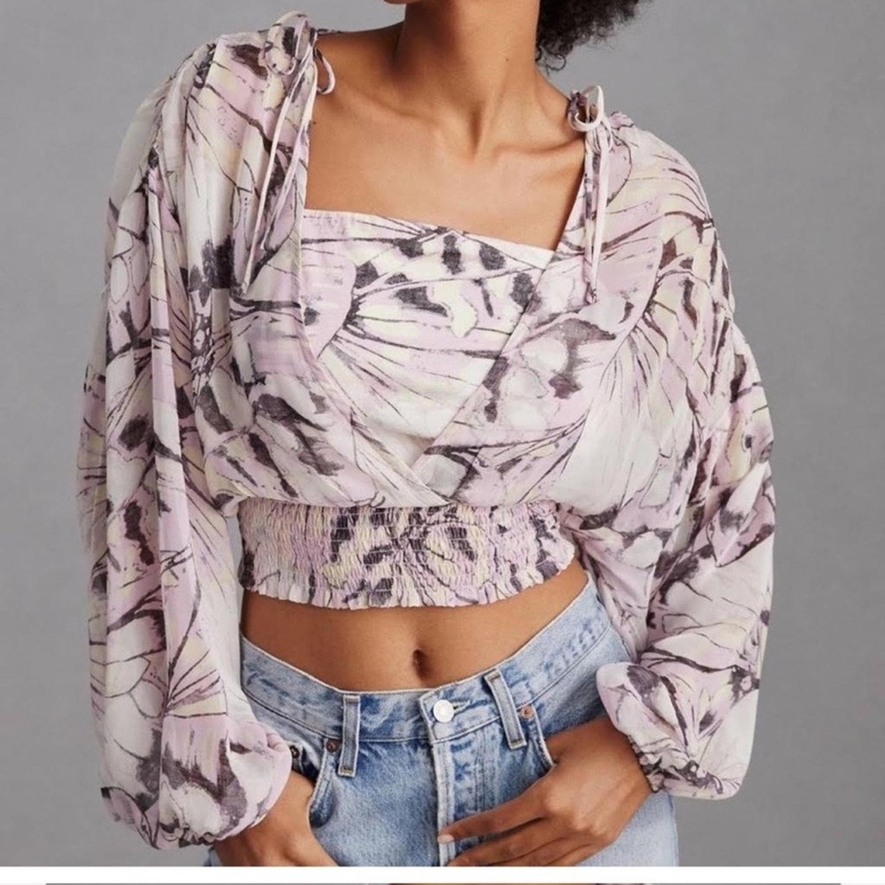 Anthropologie Sheer Top w/Built in Shelf Bra